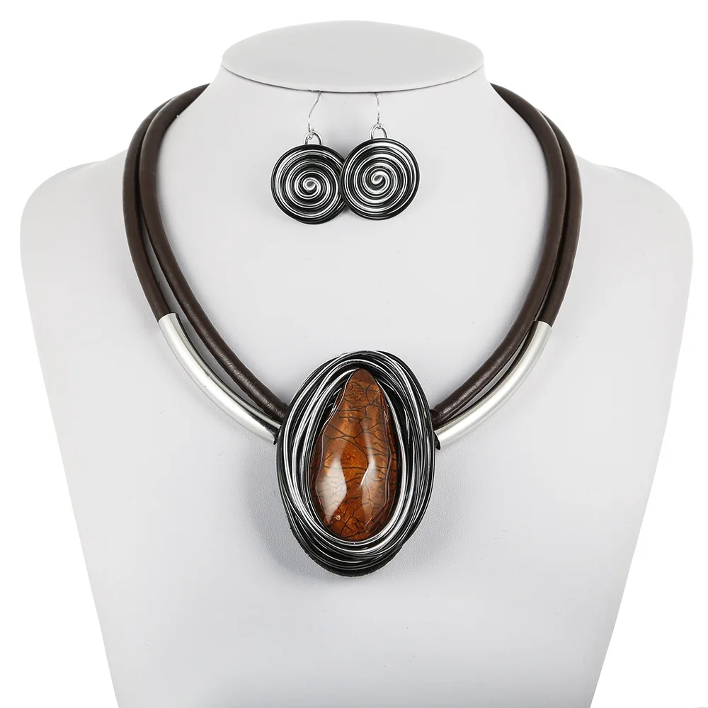 Преувеличенный кулон из смолы ожерелье серьги набор Свадебные Ювелирные наборы