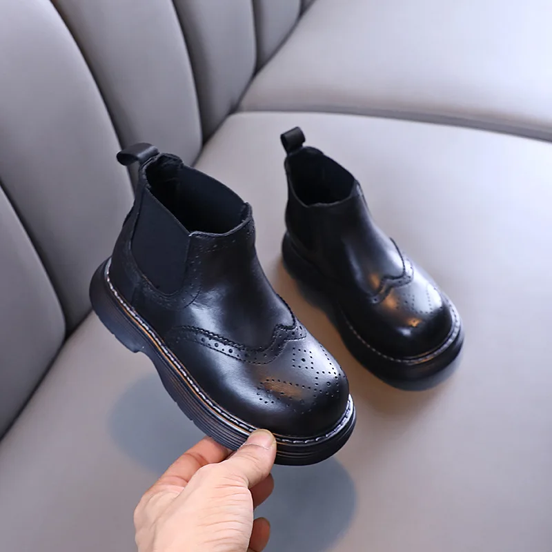 

Ботинки-мартинсы детские из натуральной кожи, в британском стиле, 02C