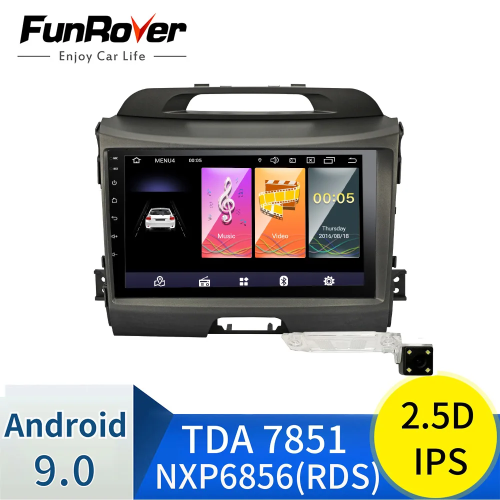 FUNROVER 2.5D + ips android 9 0 автомобильный dvd для kia sportage 2009 2011 2012 2013 2014 2015 Радио gps навигация