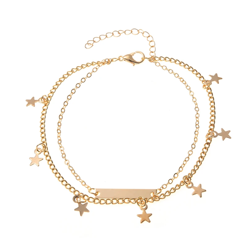 Новые летние цепочки ювелирные изделия для ног со звездами простые браслеты