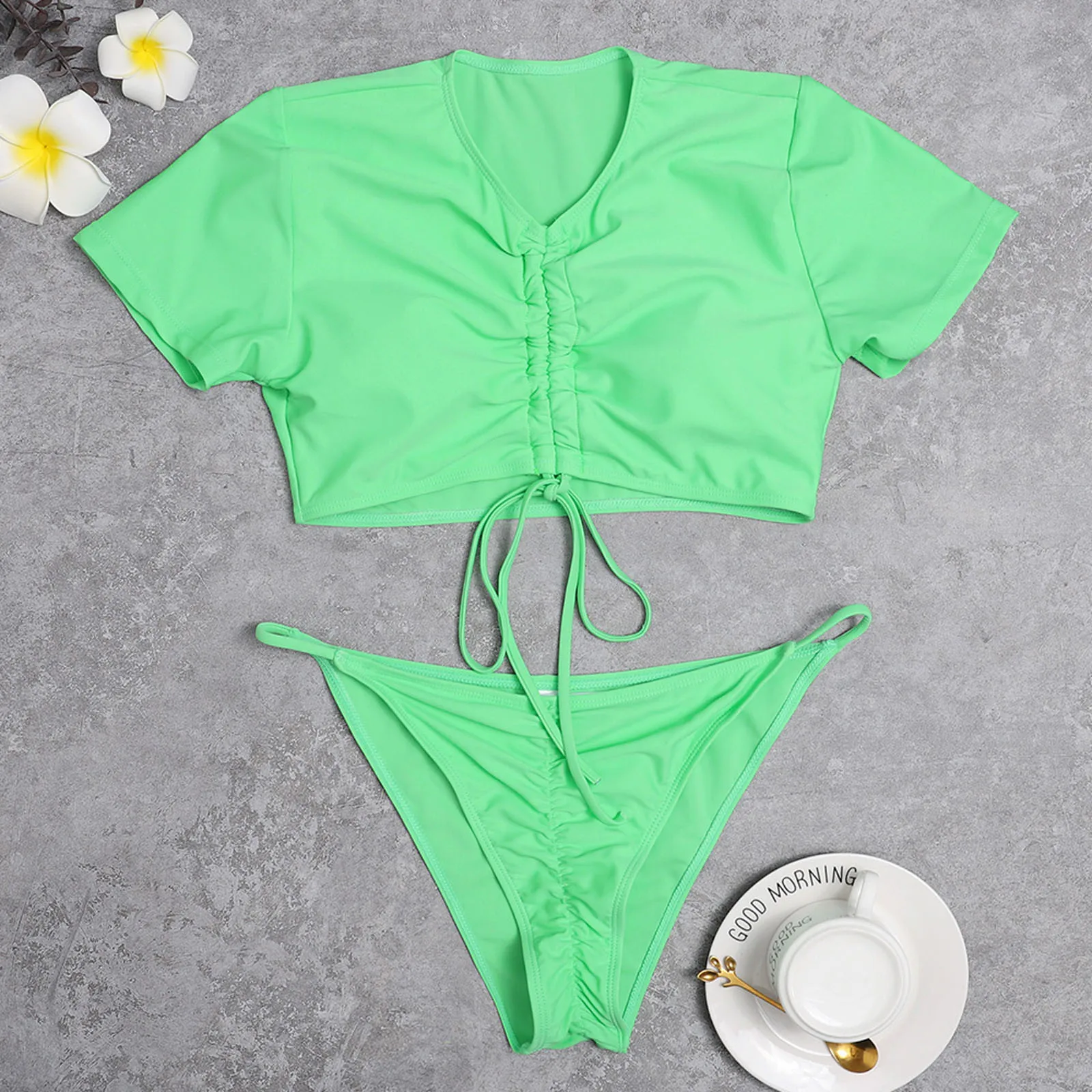 

Women Sexy Solid Push Up High Cut Lace Up Halter Bikini Set Two Piece Swimsuit Bathing Swimsuit Brazilian Biquini Beach Wear