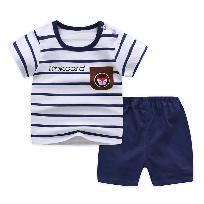 Summer Baby Cotton Suits Cool Short-sleeved T-Shirt and Pants for Babies Toddler Boys Girls Children Kids Clothes Cartoon | Детская