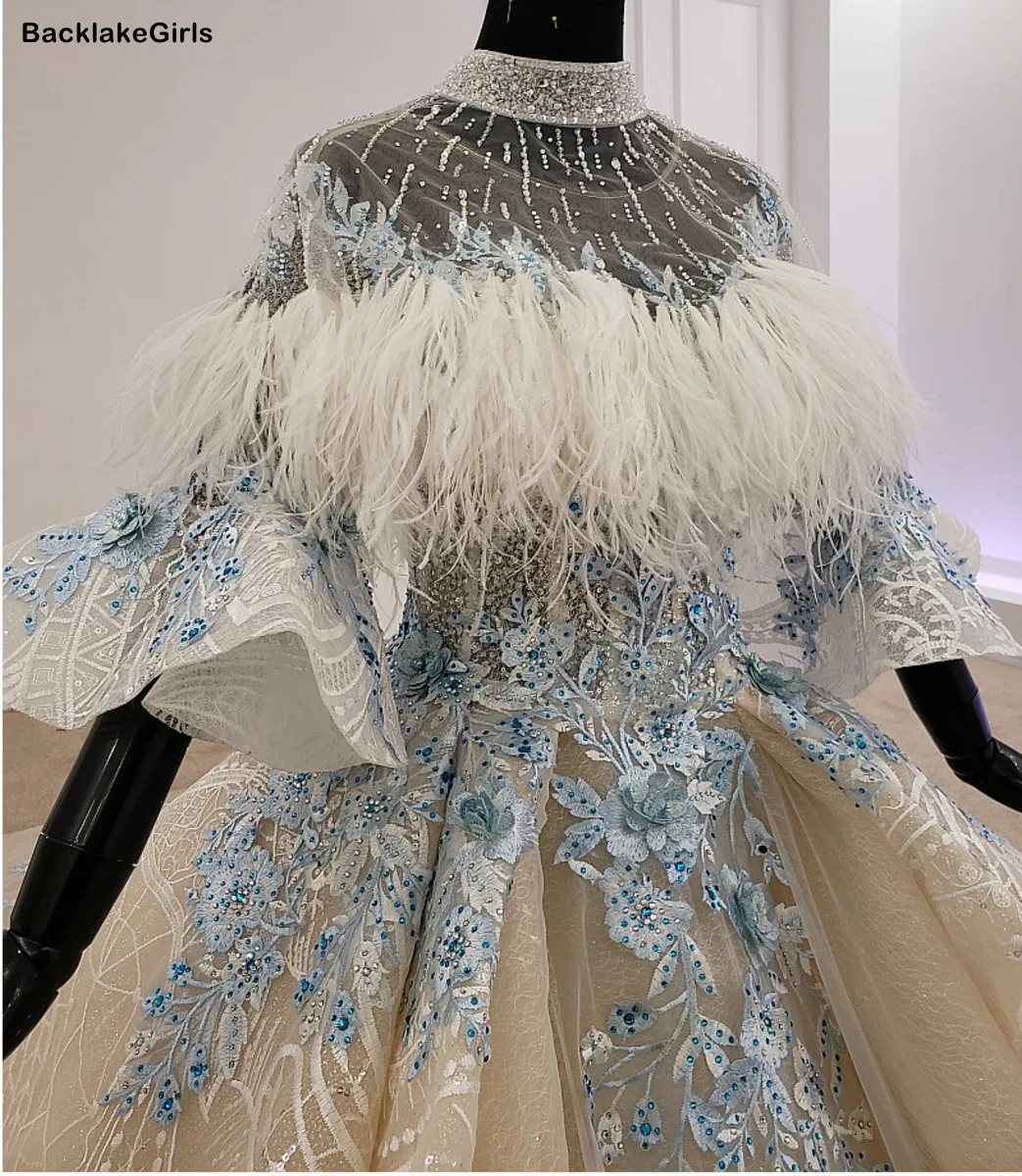 Vestido De Noiva роскошное свадебное платье с высоким воротом расклешенными рукавами