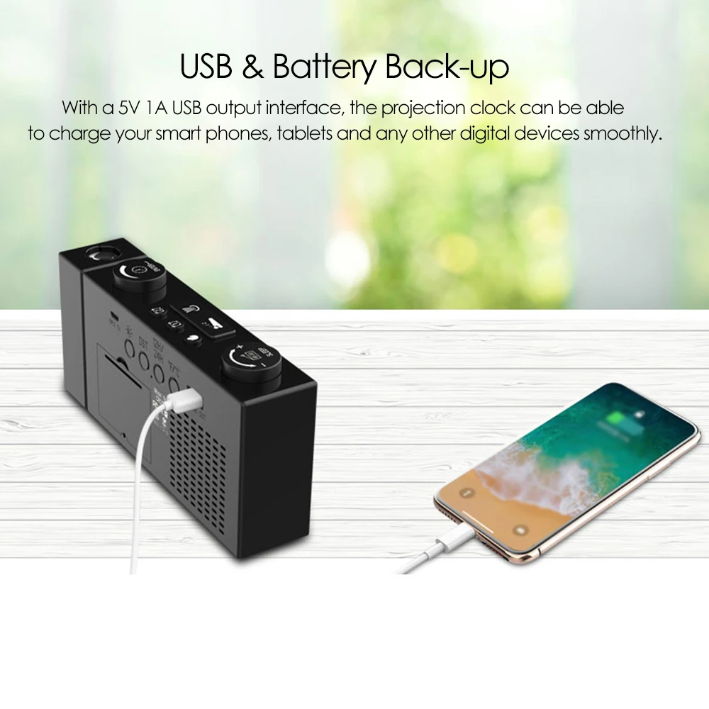 Цифровые часы 6 дюймовая цифровая проекция FM радио Будильник 4 Яркость