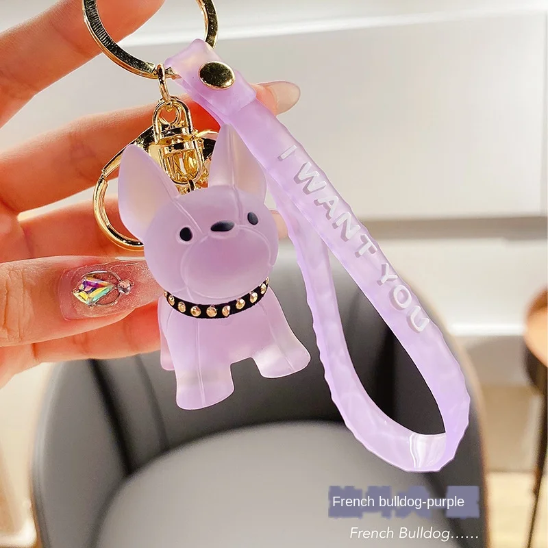 

French Dogfight New Fight Puppy Key Chain Bulldog Cute Cartoon Keychain Doll Lovers Bag Pendant Gift Keyring Accessories Woman