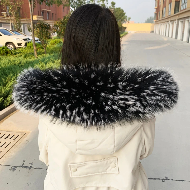

Large Size Real Raccoon Fur Collar For Women Winter Down Coat Jacket Natural Fur Collar Winter Warm Fur Scarves Luxury Fur Shawl
