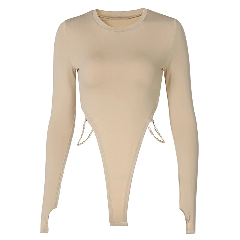 

MVA 2021 Long Sleeve O-Neck Solid Hollow Out Sequined Skinny Bodysuit Spring Summer Women Sexy Streetwear Lounge Wear P0C4237K