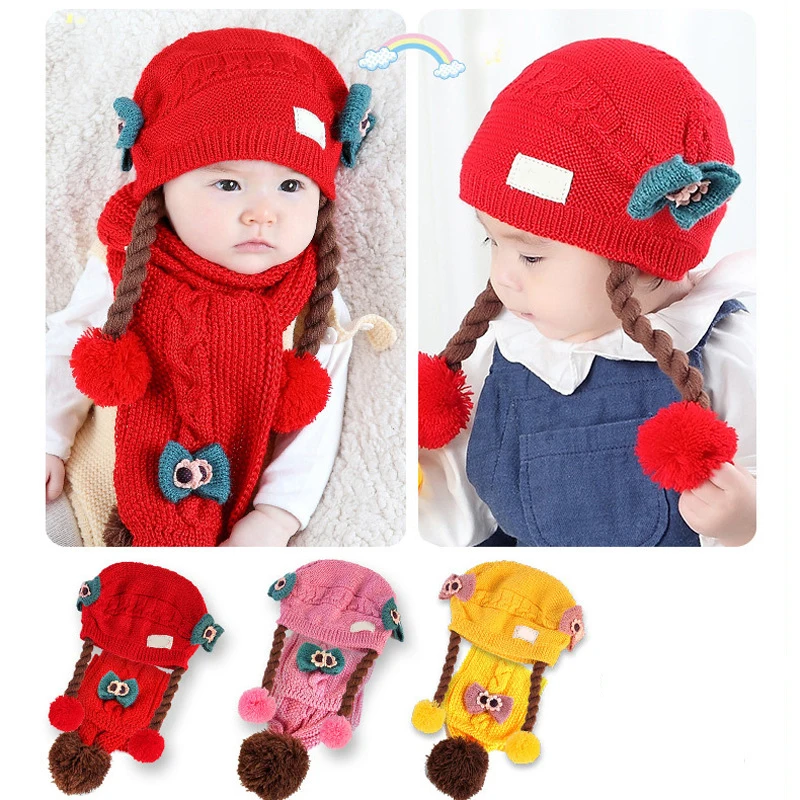 Одежда для мамы и ребенка аксессуары шапки вязаные зимние теплые шарф маленьких