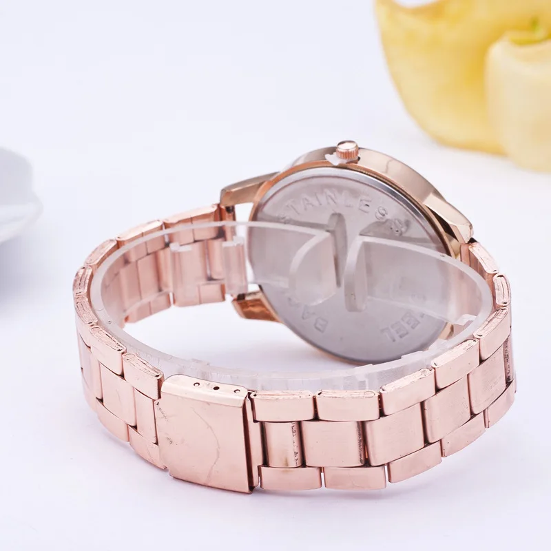 

CW021 Rose Gold Color Women Dress Watches Geneva Stainless Steel Watch Women Rhinestone Luxury Casual Quartz Watch