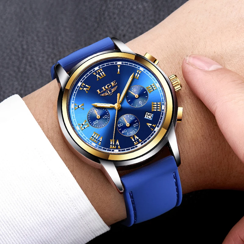 2020 ультра тонкие мужские часы LIGE Модные Военные Роскошные Спортивные кварцевые с