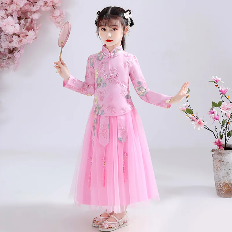 2 шт. детское платье-Ципао с цветочным принтом | Тематическая одежда и униформа