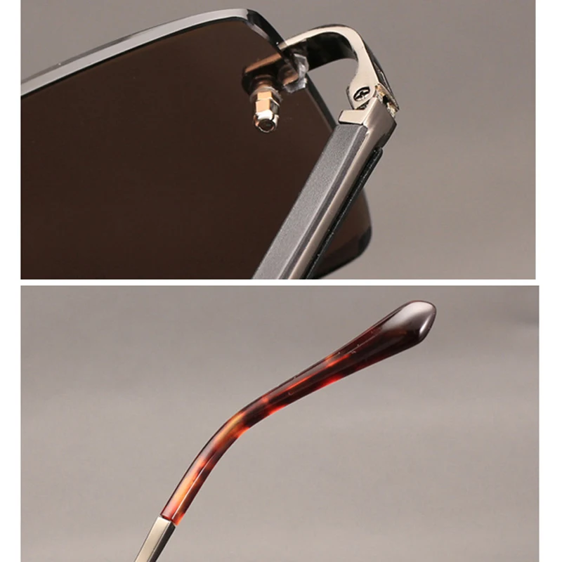 Luxury Rimless Glass Sunglasses Man Woman Natural Crystal Stone Lens Acetate Glasses Frame Vintage Sun Glasses Top Quality