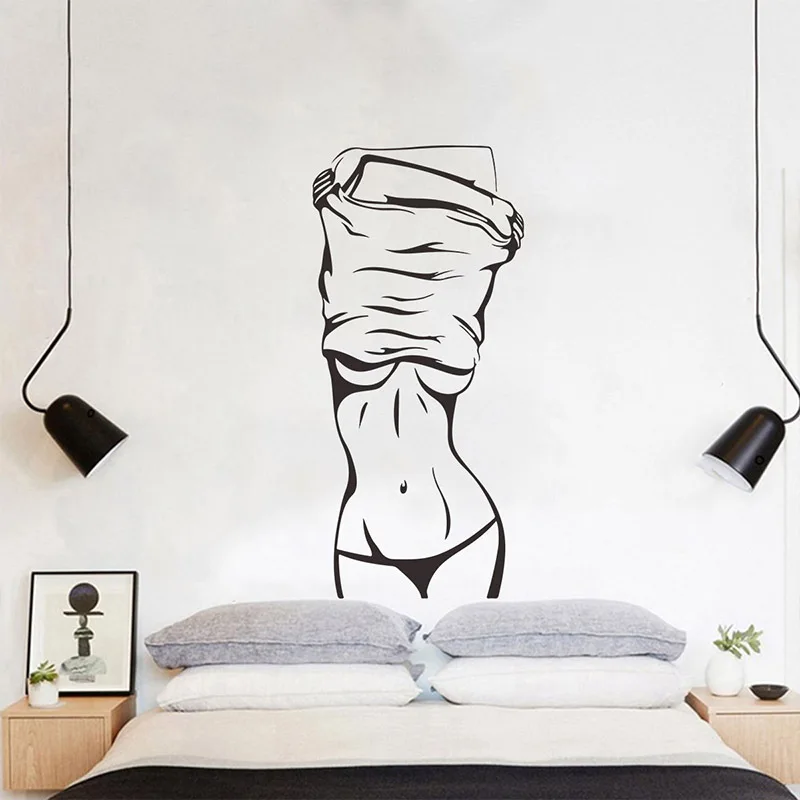 

Sexy Girl Undressed Salon Wall Adhesive Sticker Vivid 3D Bedside Female Nude Photo Modern Lady Mirror Decal for Home Decorations