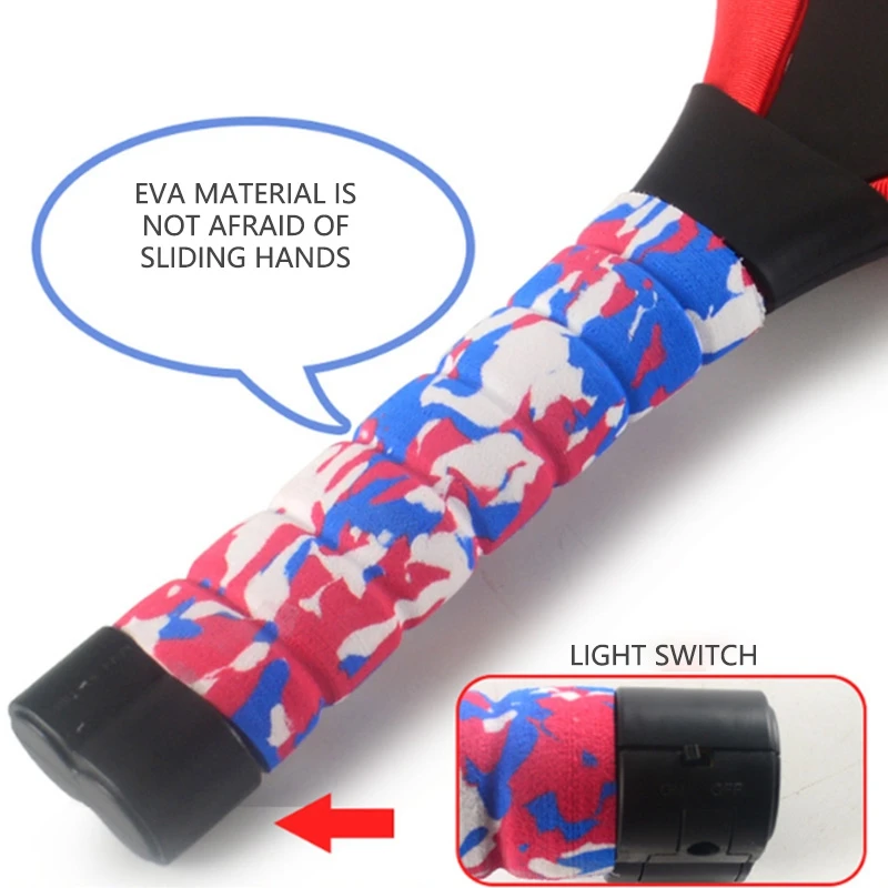 

New Sale 1 Pcs Ran Color Light Badminton Racket Suit Outdoor Sports Fight Luminous Racket Toy