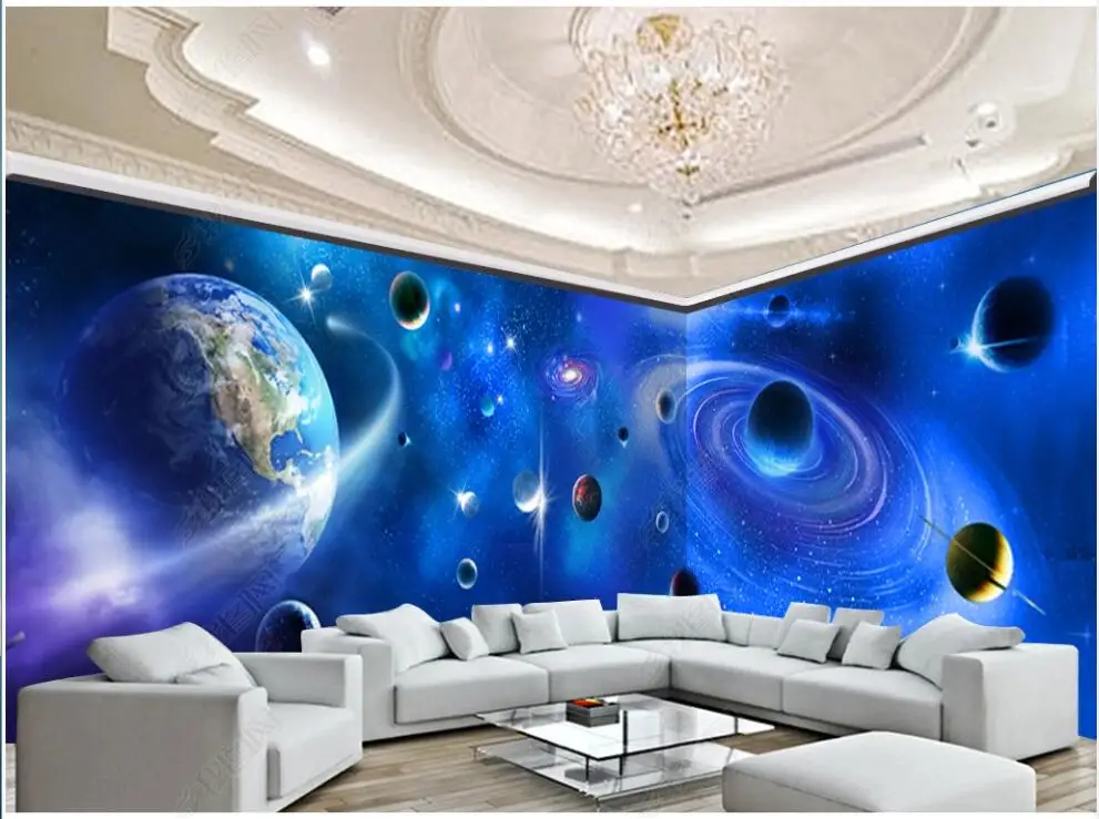 

3d photo wallpaper custom mural Blue universe starry sky planet living Room Wallpaper for walls in rolls home decor