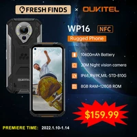 oukitel wp16 rugged smartphone 6 4 8gb 128gb 10600mah octa core mobile phone 20mp camera helio p60 cell phone nfc