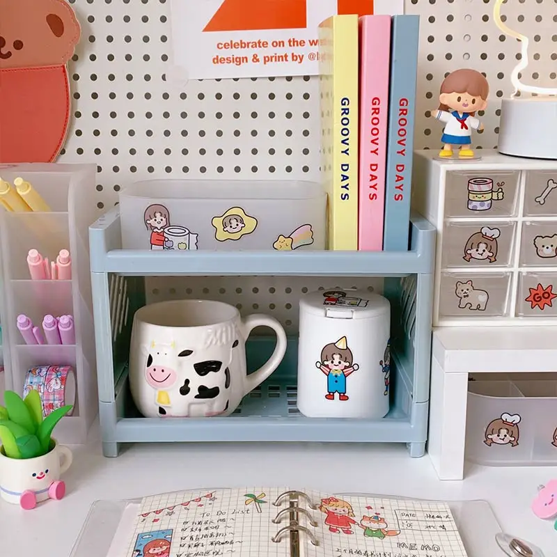 Двухуровневая корзина коробка для хранения Складная полка косметики ювелирных