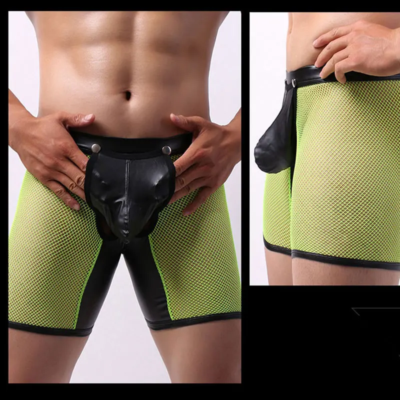 Мужские трусы-боксеры из ПУ кожи с U-образным выпуклым мешочком | Тематическая