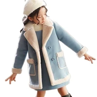 winter woolen jacket for girl 2022 plus velvet thickening keep warm fashion coat patchwork casual parkas childrens clothing