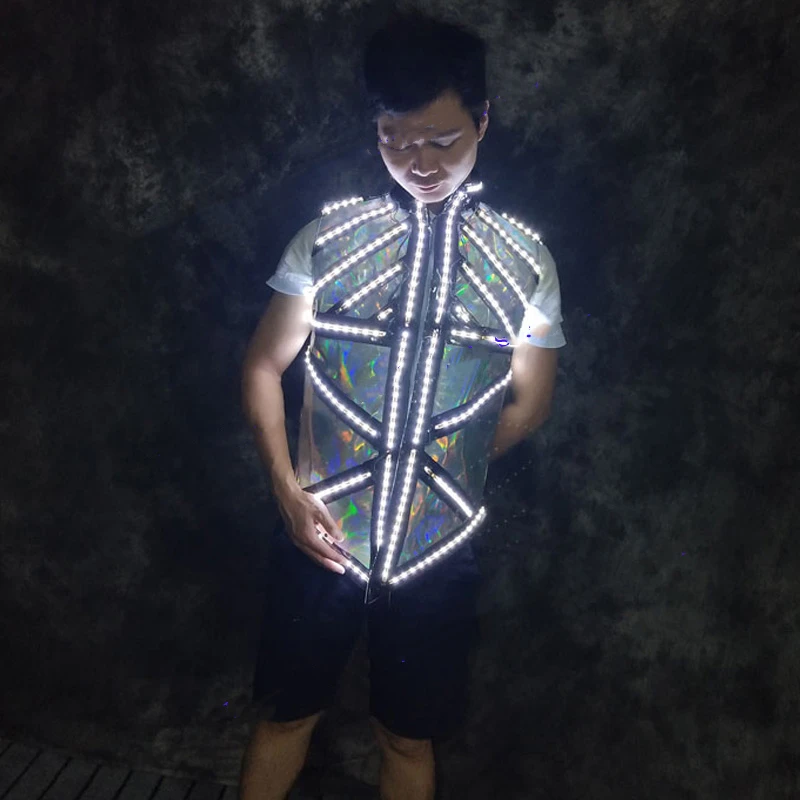 Светящийся лазерный костюм Светящаяся куртка Future Tech Warrior Жилет Космическое