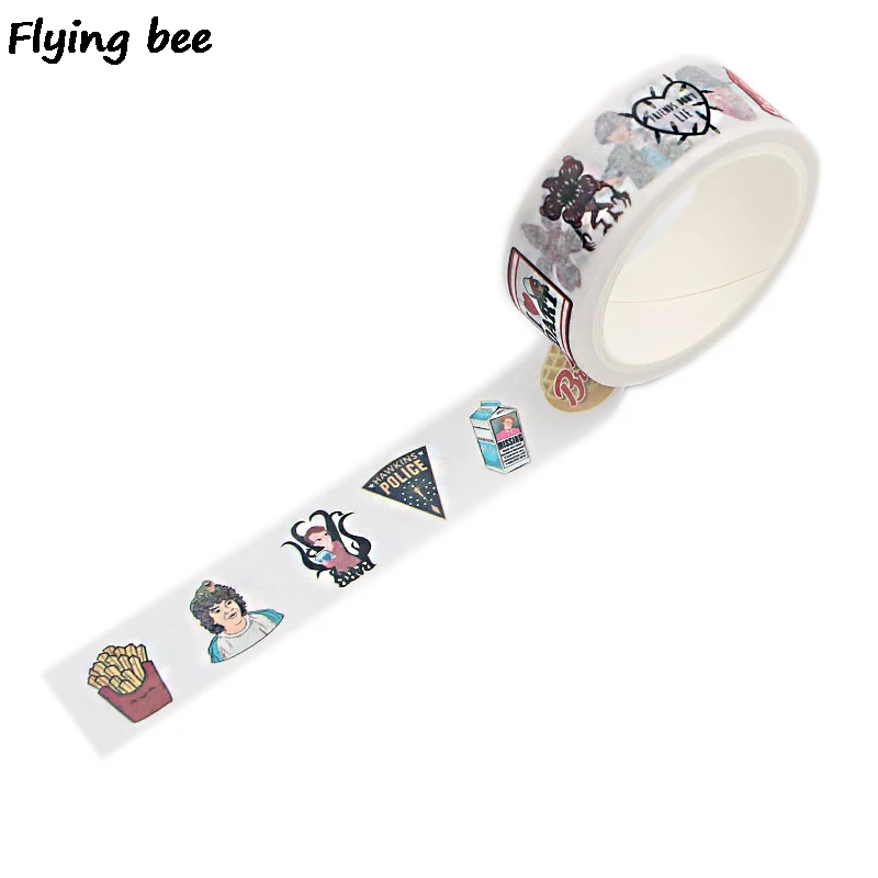 Flyingbee 15 мм X 5 м странные вещи ТВ шоу васи лента бумага DIY декоративная клейкая лента, Канцелярия маскировки Ленточные принадлежности X0503