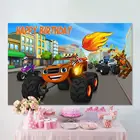 Виниловый фон для фотосъемки мальчиков с изображением грузовиков автомобилей, автомобилей, празднования дня рождения