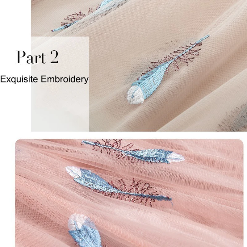 Длинная юбка с вышивкой лебедя плиссированная Тюлевая s для женщин черная серая