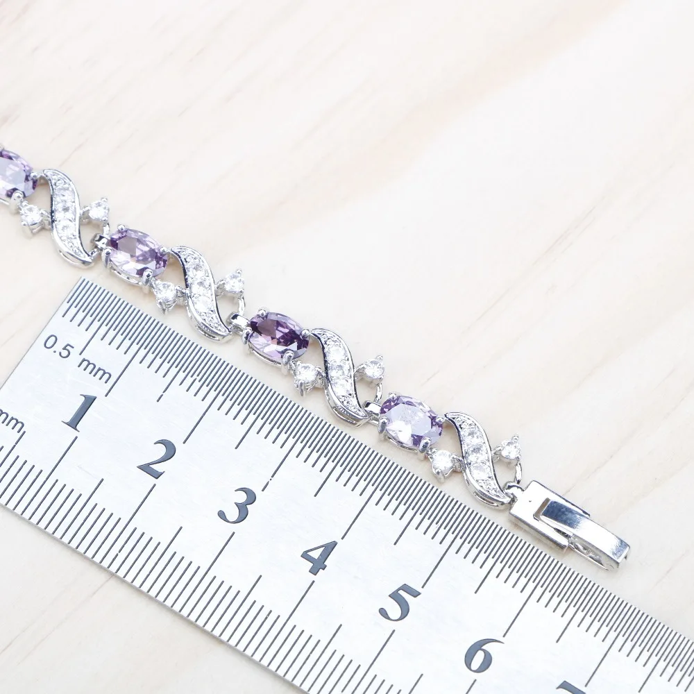 Женский браслет с фиолетовыми камнями из циркония серебро 925 пробы Ювелирное