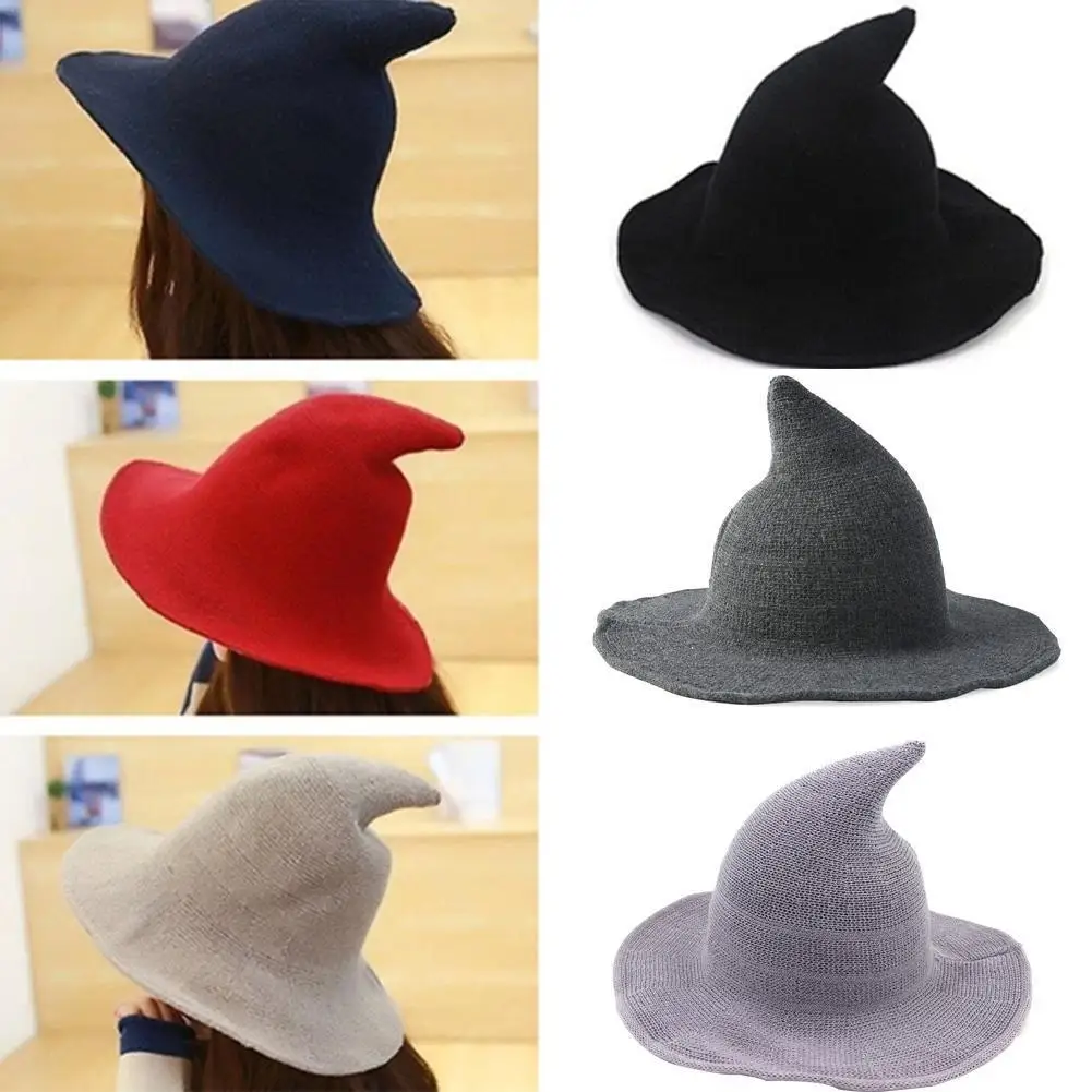 

Шляпа с ведьмой шляпа с острыми полями шляпа из хлопчатобумажной пряжи вязаная шляпа волшебника шляпа топ шляпа складная раковина шляпа ры...