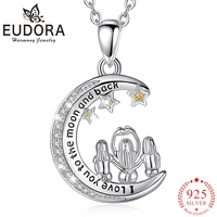eudora new 925 sterling silver family back view star moon pendant necklace fashion jewelry exquisite sister gift cyd761