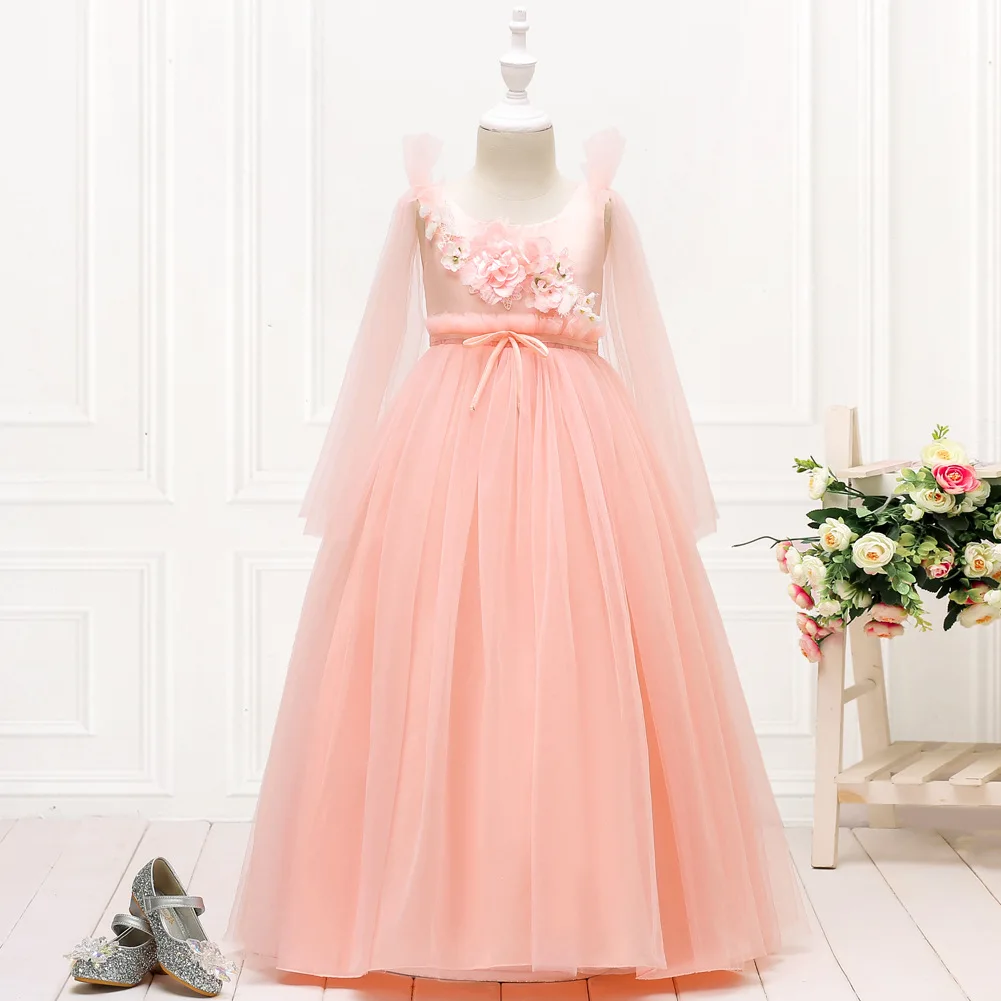 

Flower Girl Dress for Princess To Attend Country Garden Weddings Sheer Lace Appliques Mesh Prom Dress Pageant Gowns