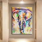 Постеры и принты на холсте, с изображением разноцветных слонов, абстрактные животные, настенные картины для украшения гостиной