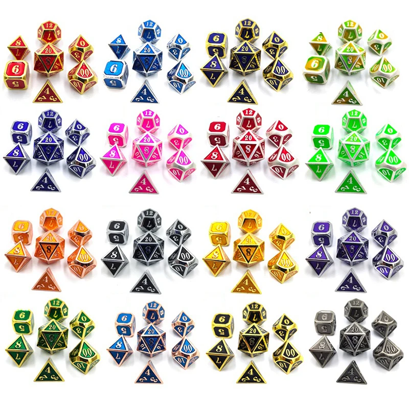 

7 шт./компл. металлические кубики для настольных игр D4 D6 D8 D10 D12 D20 MTG