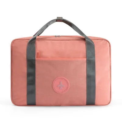 Pink Trolley New Cationic Fabric Waterproof Travel Bag Large Capacity Double Layer Beach Bag Portable Duffle Bags Packing Cube Weekend Bags - Цвет: Pink Trolley