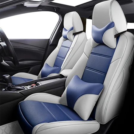 Gray blue luxury Пользовательские автомобильное сиденье из кожи чехол для mitsubishi outlander xl 3 ASX Pajero sport lancer 9 аксессуары Чехлы для автомобиля - Название цвета: Gray blue luxury