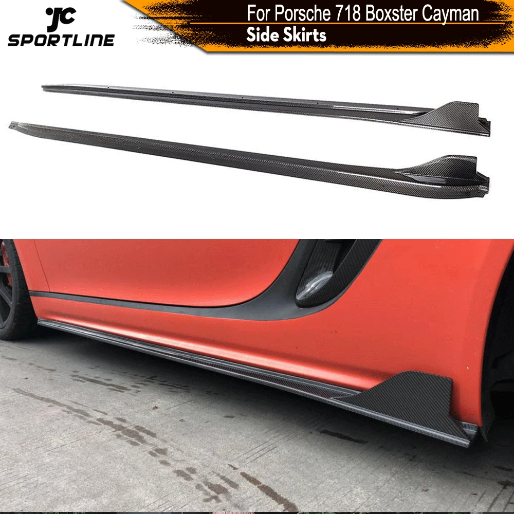 

Боковые юбки для Porsche 718 Boxster Cayman 2016-2019, удлинители боковых порогов, дверные ступени, панели из углеродного волокна/FRP