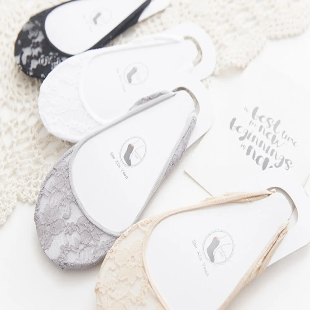 

Women Invisible Socks Soft Cotton High Lace Heels Socks Slippers Female Breathable Boat Low Sock Short Boat Socks Pad