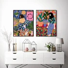 Винтажный постер, абстрактная красочная девушка, Настенная картина на холсте, Цветочные волосы, настенные картины для гостиной, спальни