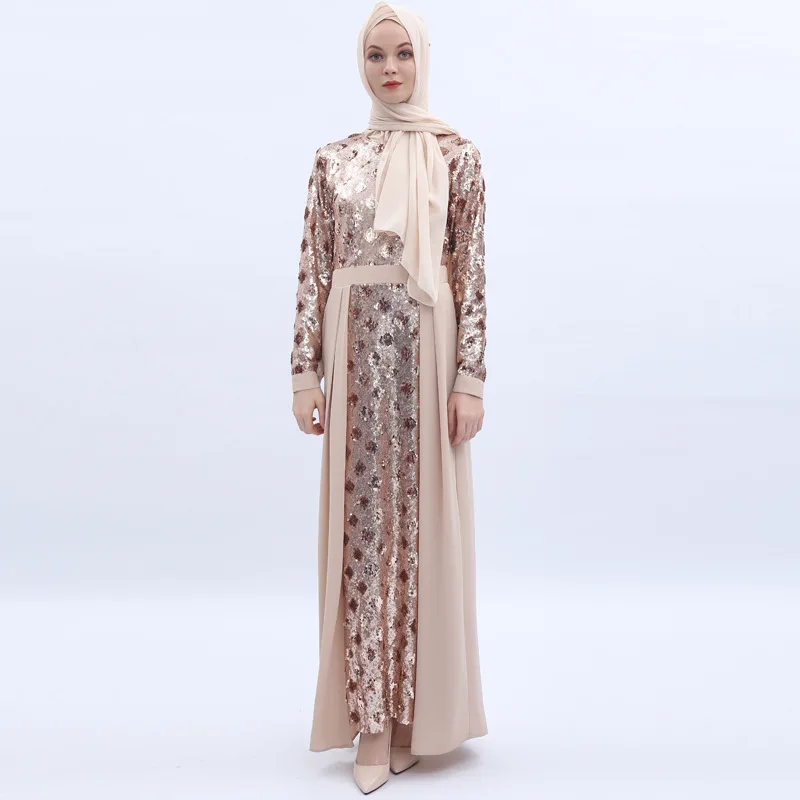 

Luxury Muslim Fashion Dress Women Sparkly Sequins Kaftan Caftan Abaya Kimono Turkish Arabic Dubai Turkey Moroccan Dresses Robe