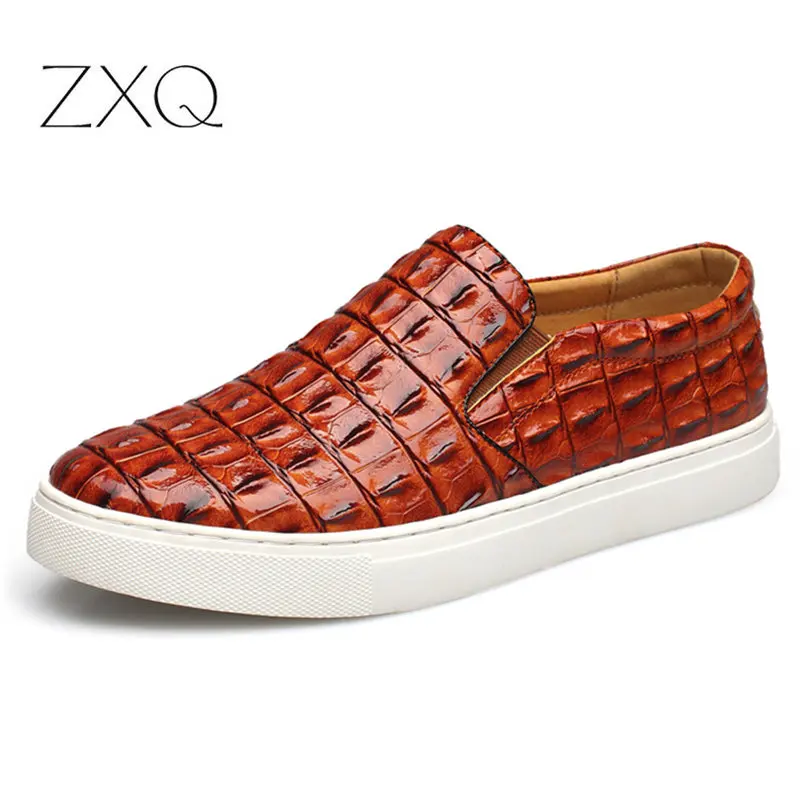 ZXQ 2020 мужские туфли Роскошные Сплит-кожа повседневная обувь для вождения
