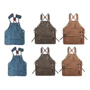 Детские прочные товары, тяжелый, вощеный, унисекс, брезентовый, Рабочий Фартук с карманами для инструментов, регулируемые лямки