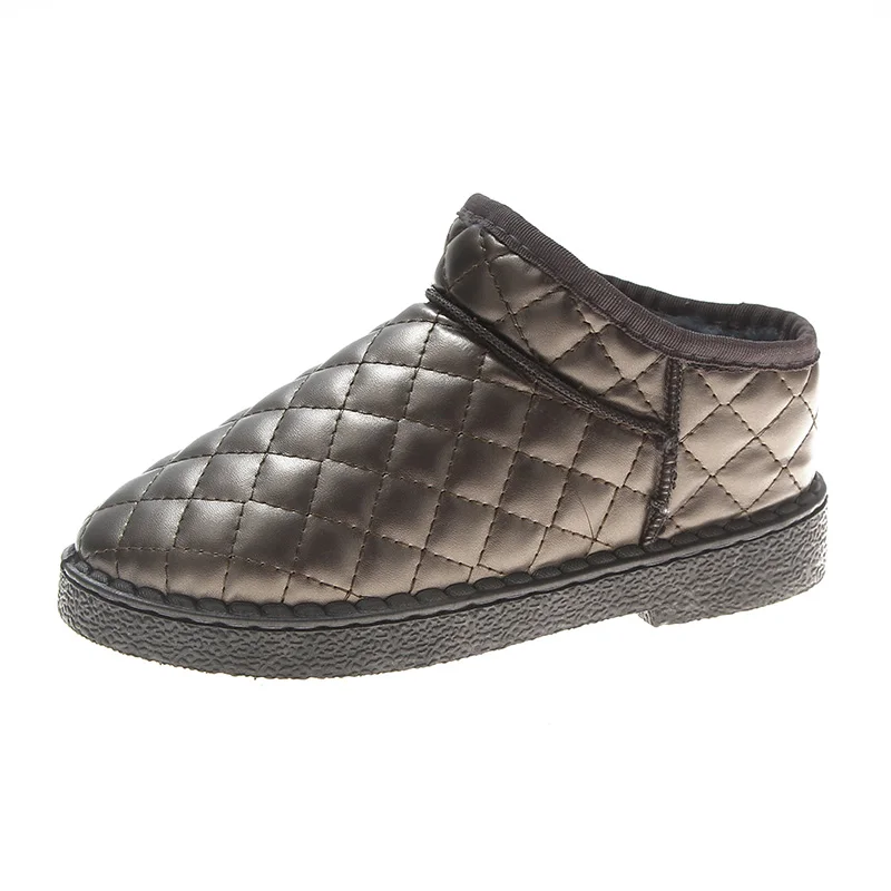 Женские зимние водонепроницаемые ботинки теплые хлопковые ботильоны в клетку на