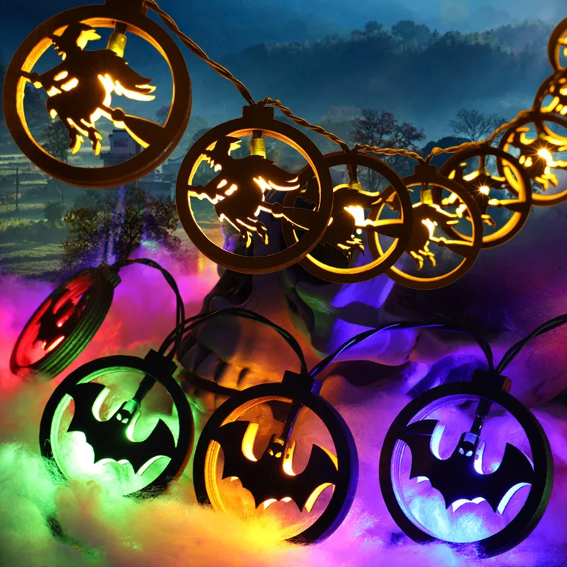 

Светильник на Хэллоуин, 20 лампочек, подвесная Летучая мышь/Череп/ведьма/паук, сетчатая подвеска, Декор, стринг, трюк или лечение, вечерние то...