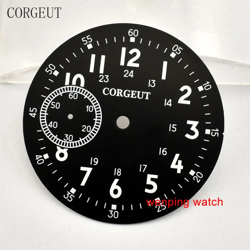 Corgeut 38,9 мм зеленый светящийся черный циферблат подходит для ETA 6497, st3600 механическое устройство с ручным заводом P713 - Цвет: with logo