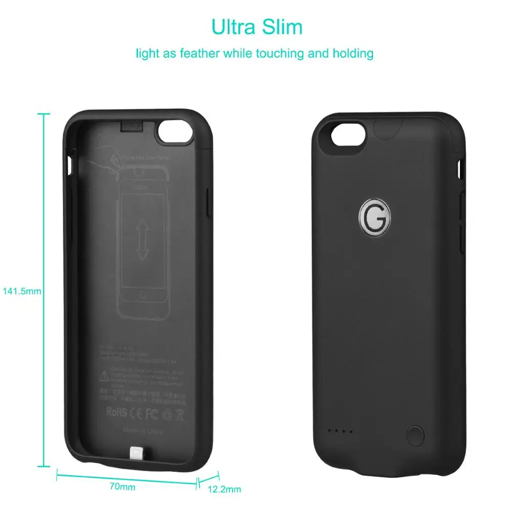 

for iPhone 6 6s Power Bank Charging Cases 2500mAh Battery Charger Case Charger Ultra Slim External Back Pack
