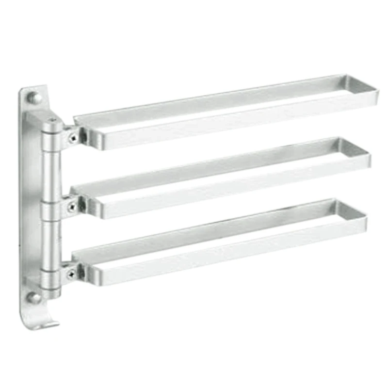 

Bathroom Swing Towel Bar Wall Hanging Bath Towel Rack, Aluminum 3-Bar Folding Arm Rotating Hook Pot Cover Rack Shoe Rack