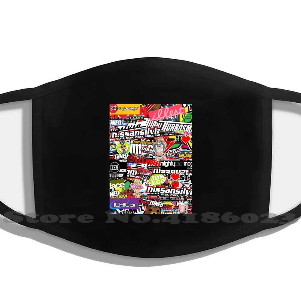 

Sticker Bomb Funny Cool Filter Mask Face Masks Jdm Euro Dub Usdm Rat