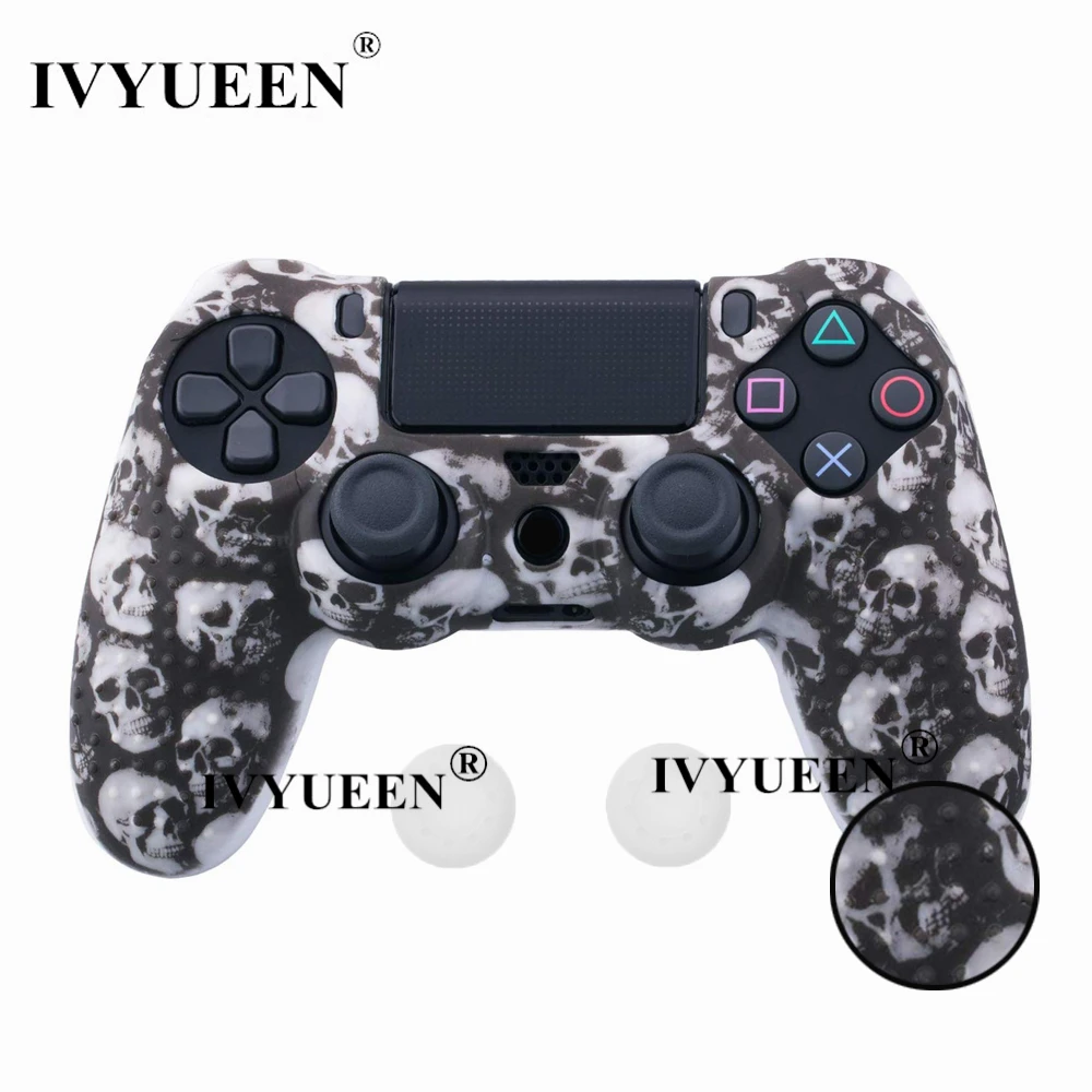 White Skull IVYUEEN для playstation 4 PS4 Pro тонкий силиконовый защитный чехол-накладка для Dualshock PS 4 - Цвет: White Skull