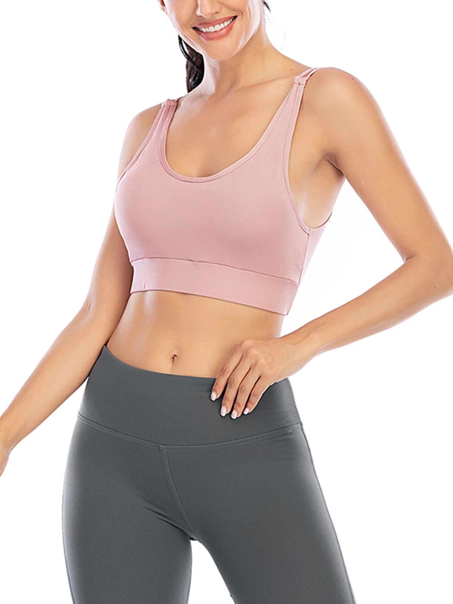 Женское Спортивное нижнее белье женское однотонное с U образным вырезом без