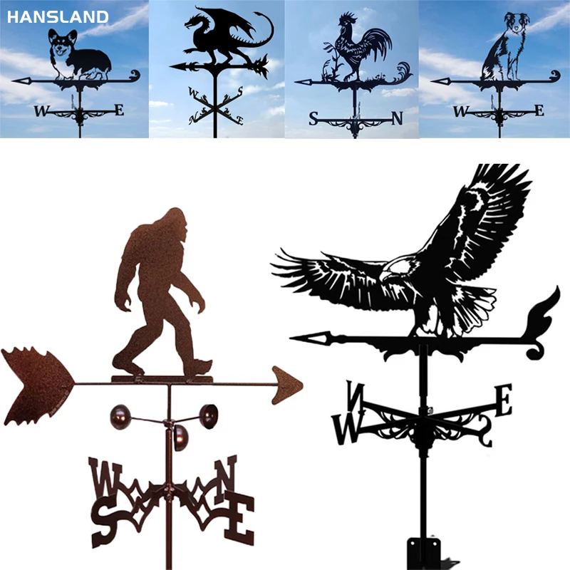 

New Farm Stainless Steel Home Weather Vane Wind Direction Indicator Yard Measuring Tools For Outdoor Garden Bracket Decor Craft